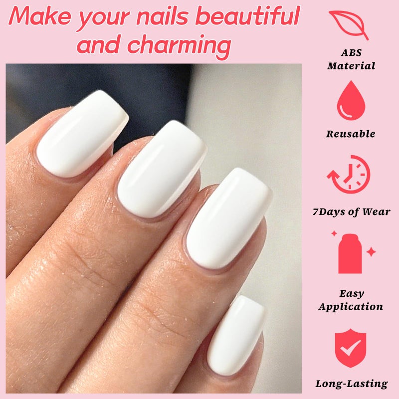 Lifextol 240pc White Coffin Press on Nails Short Fake Nails Press ons for Women Acrylic Nail Presson Nail&Glue Tabs, Short White Fingernails Coffin False Fingernail Tip Stick on Artificial Fingernail - Image 3